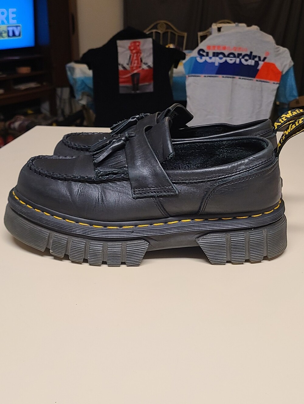Dr. Martens Audrick Nappa Lux leather chunky platform loafers size 10 - Picture 5 of 9